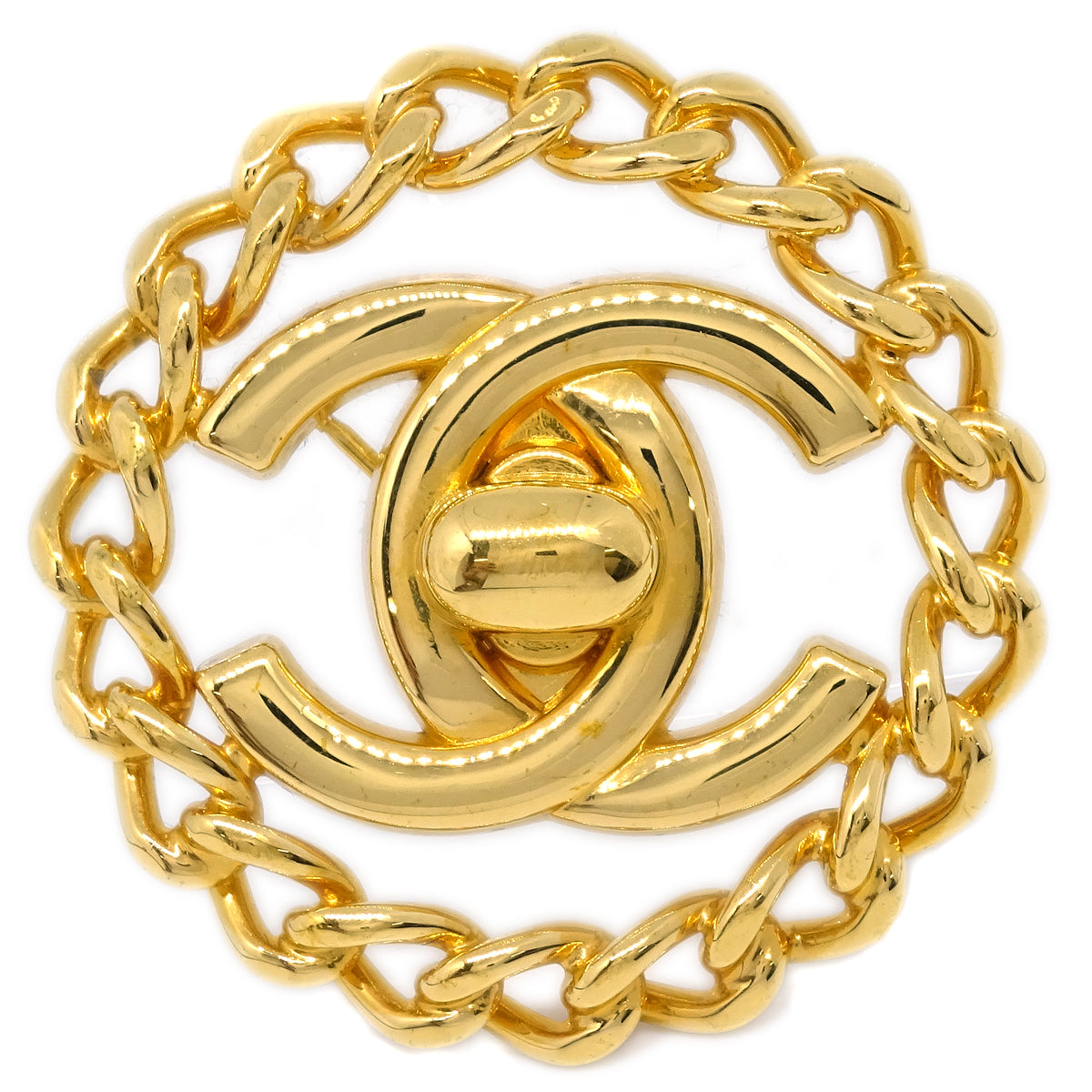 Chanel Turnlock Brooch Pin Gold 97A