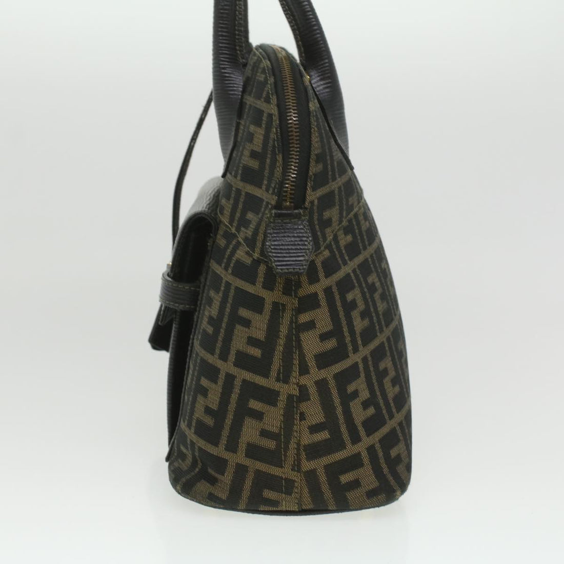 FENDI Zucca Canvas Hand Bag 2way Brown Black  35833