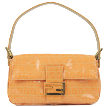 FENDI Vinyl Leather Mamma Baguette Shoulder Bag Orange 26424