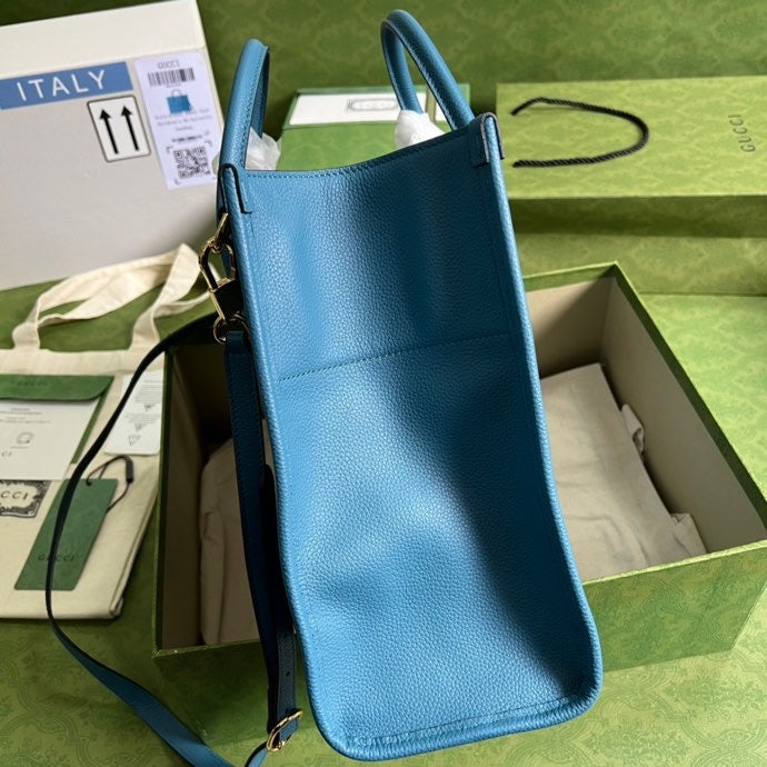 gg Small tote With gg Logo Blue For Women 12.4in/31.5cm gg 674822 0E8IG 4432