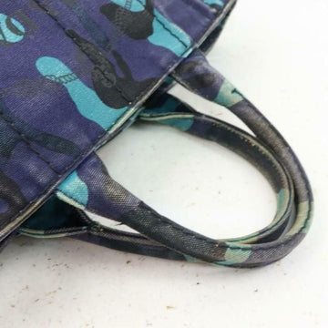 Prada Canapa Two Way Style Camouflage Print Heavy Canvas In Shades Of Blue