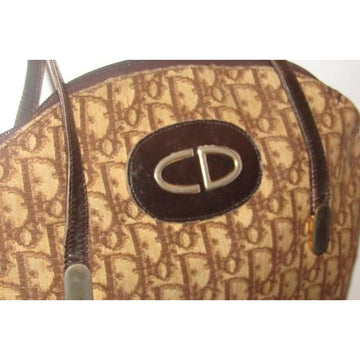 Dior Brown Trotter Print Top Handle Satchel w CD Patch