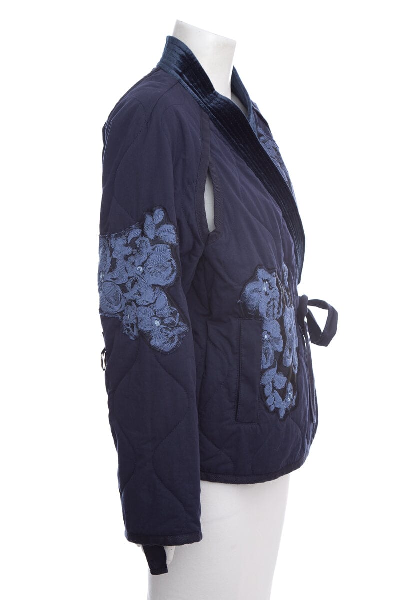 3.1 Phillip Lim Navy Velvet Kimono Embroidered Jacket SZ L