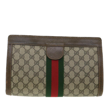 GUCCI GG Canvas Web Sherry Line Clutch Bag Beige Red Green 010.378  36471
