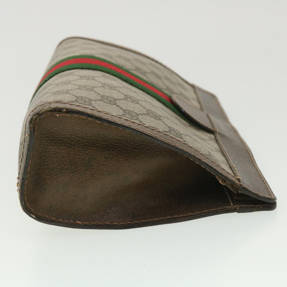 GUCCI GG Canvas Web Sherry Line Clutch Bag Beige Red Green 010.378  36471