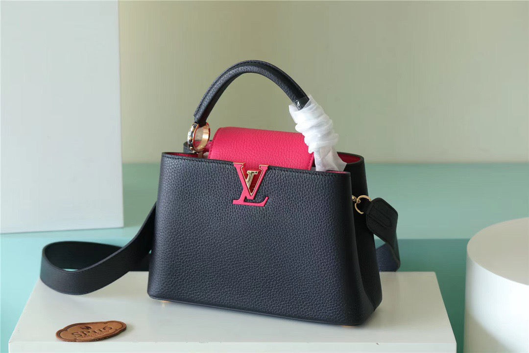 LV Capucines BB Taurillon Black/ Rose Berlingot For Womtlm, Womtlm’s Bags, Shoulder And Crossbody Bags 10.6in/27cm LV
