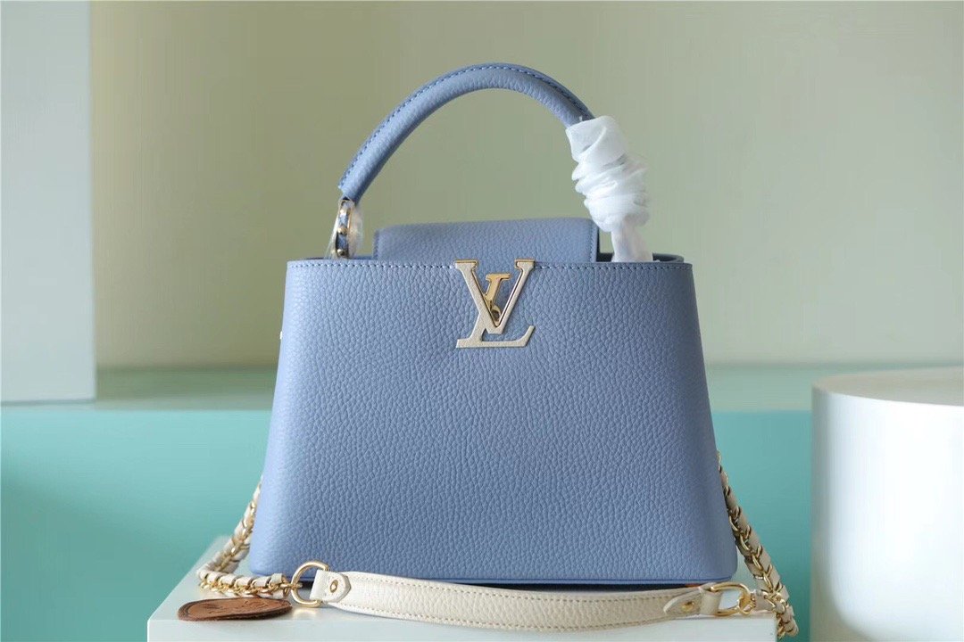 LV Capucines BB Taurillon Light Blue/ Beige For Womtlm, Womtlm’s Bags, Shoulder And Crossbody Bags 10.6in/27cm LV