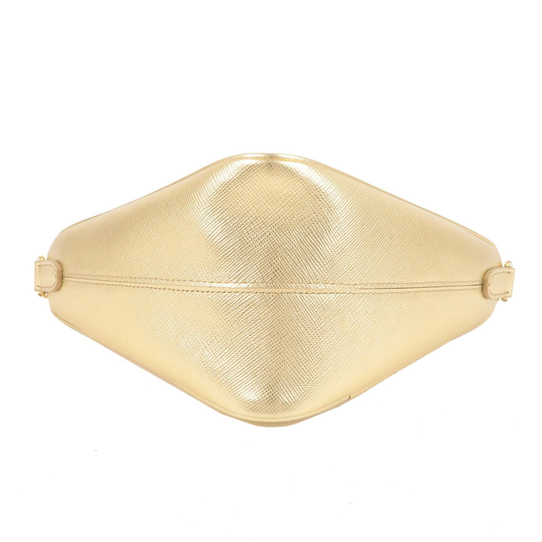 PRADA Triangle Leather Chain Shoulder Bag Gold 1BH190