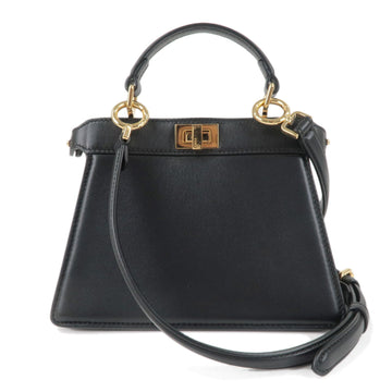 FENDI Peekaboo IseeU Leather 2WAY Hand Shoulder Bag Black 8BN335
