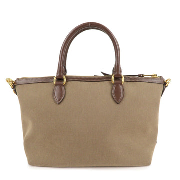 Prada Logo Jacquard Leather 2WAY Shoulder Bag Beige Brown IBA104