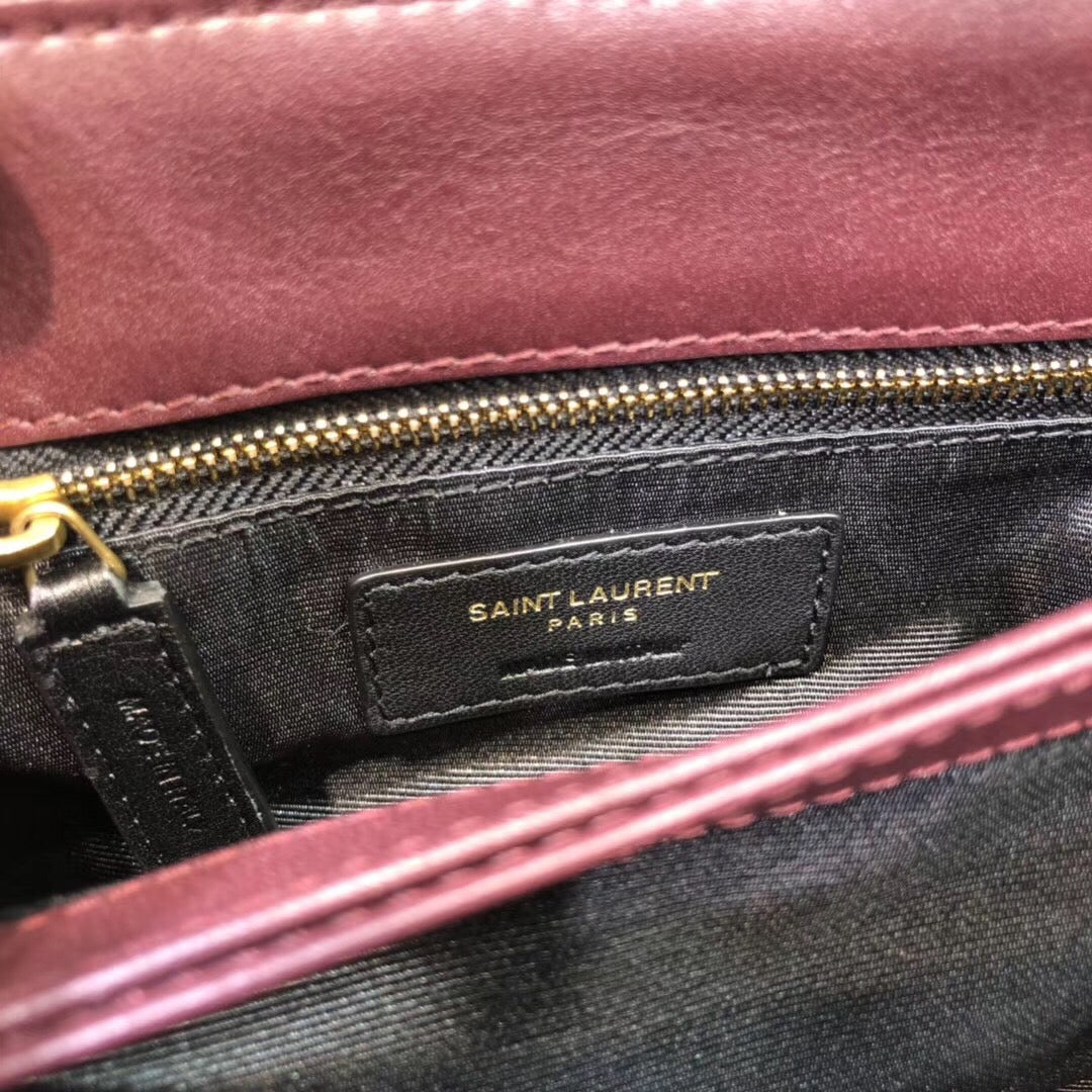 YSSL Loulou Mini Shoulder Bag Burgundy For Womtlm 7in/18cm YSL