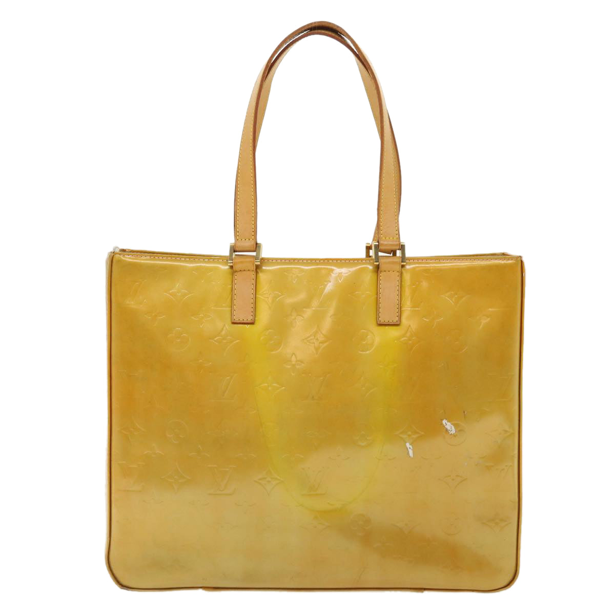 LOUIS VUITTON Monogram Vernis Columbus Tote Bag Beige M91023 LV Auth 37038