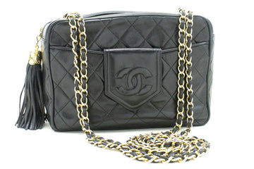 CHANEL Vintage Classic Chain Shoulder Bag Black Quilted Lambskin
