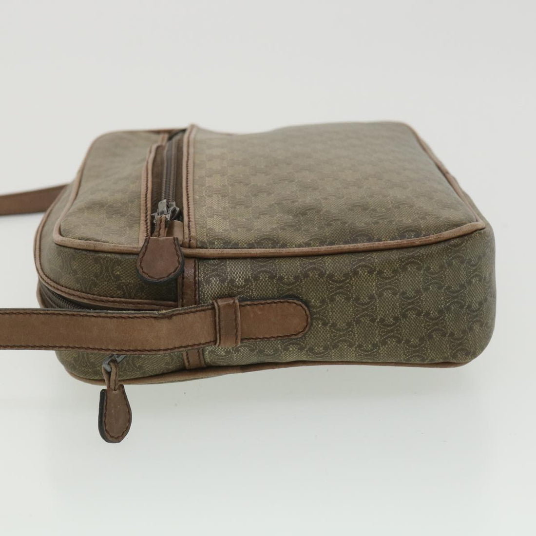 Celine Macadam Canvas Shoulder Bag PVC Leather Beige  37414