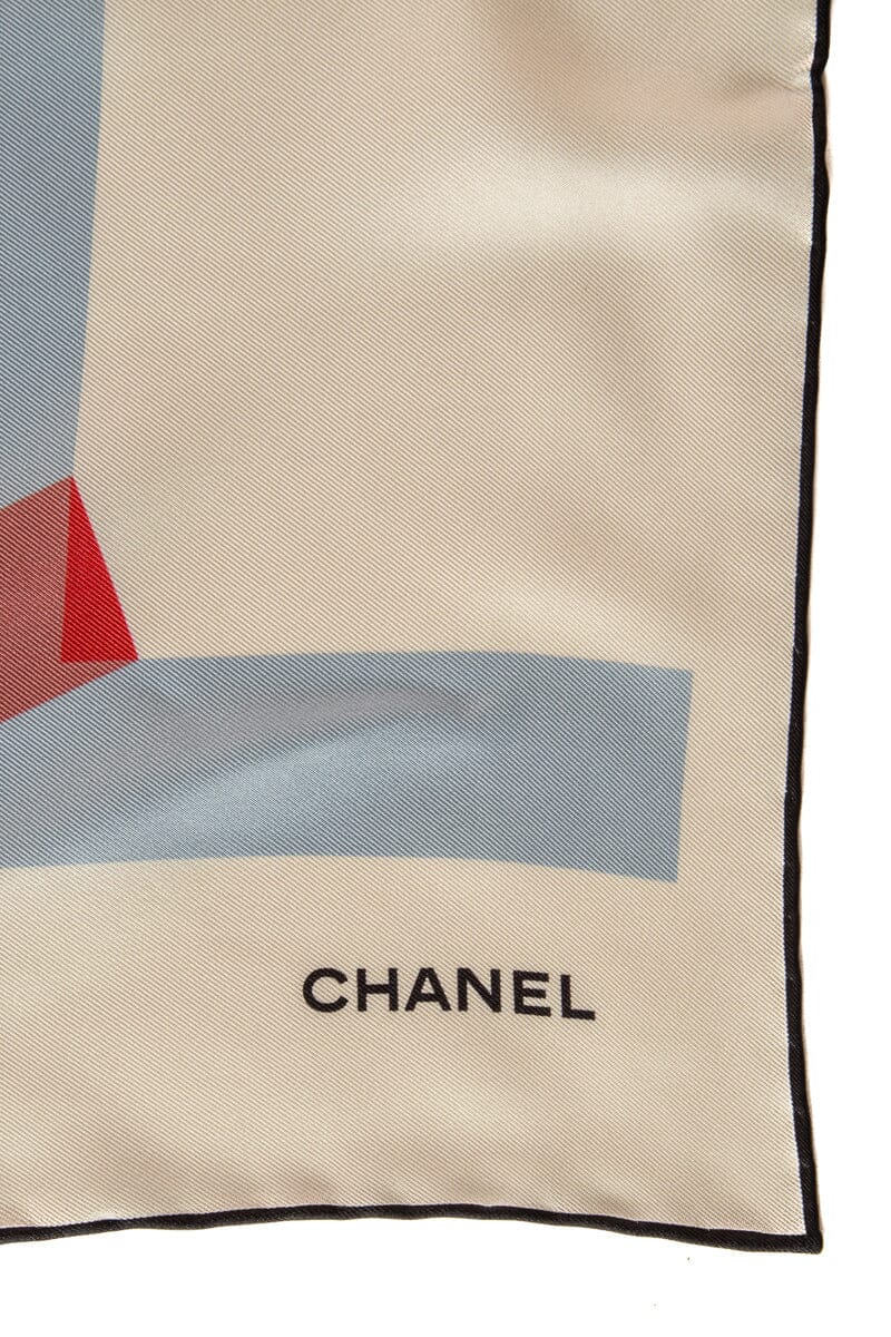 Chanel square Encru / Multicolor Scarf w box