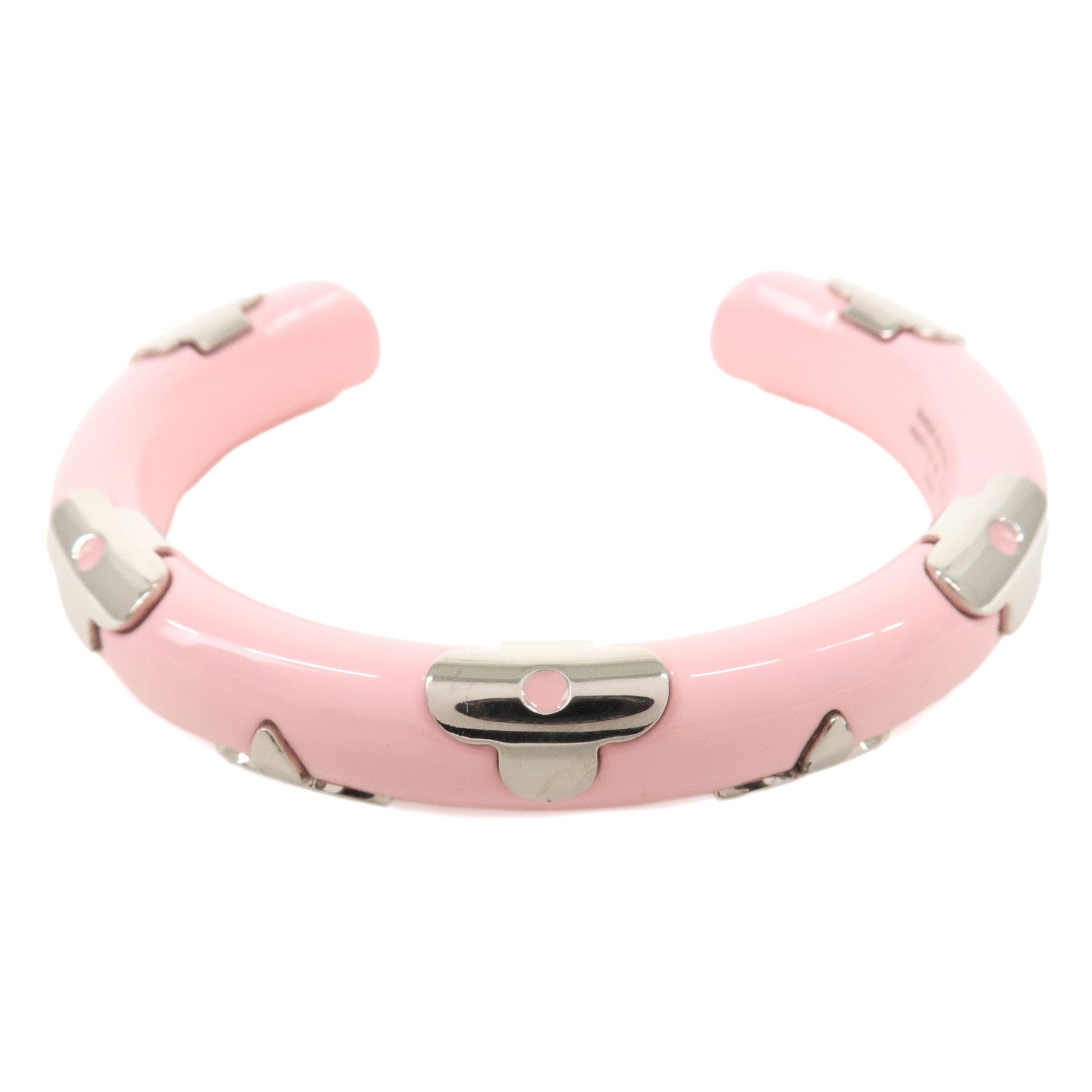 Louis Vuitton Jonc Daily Monogram Bangle M Pink Silver M63113