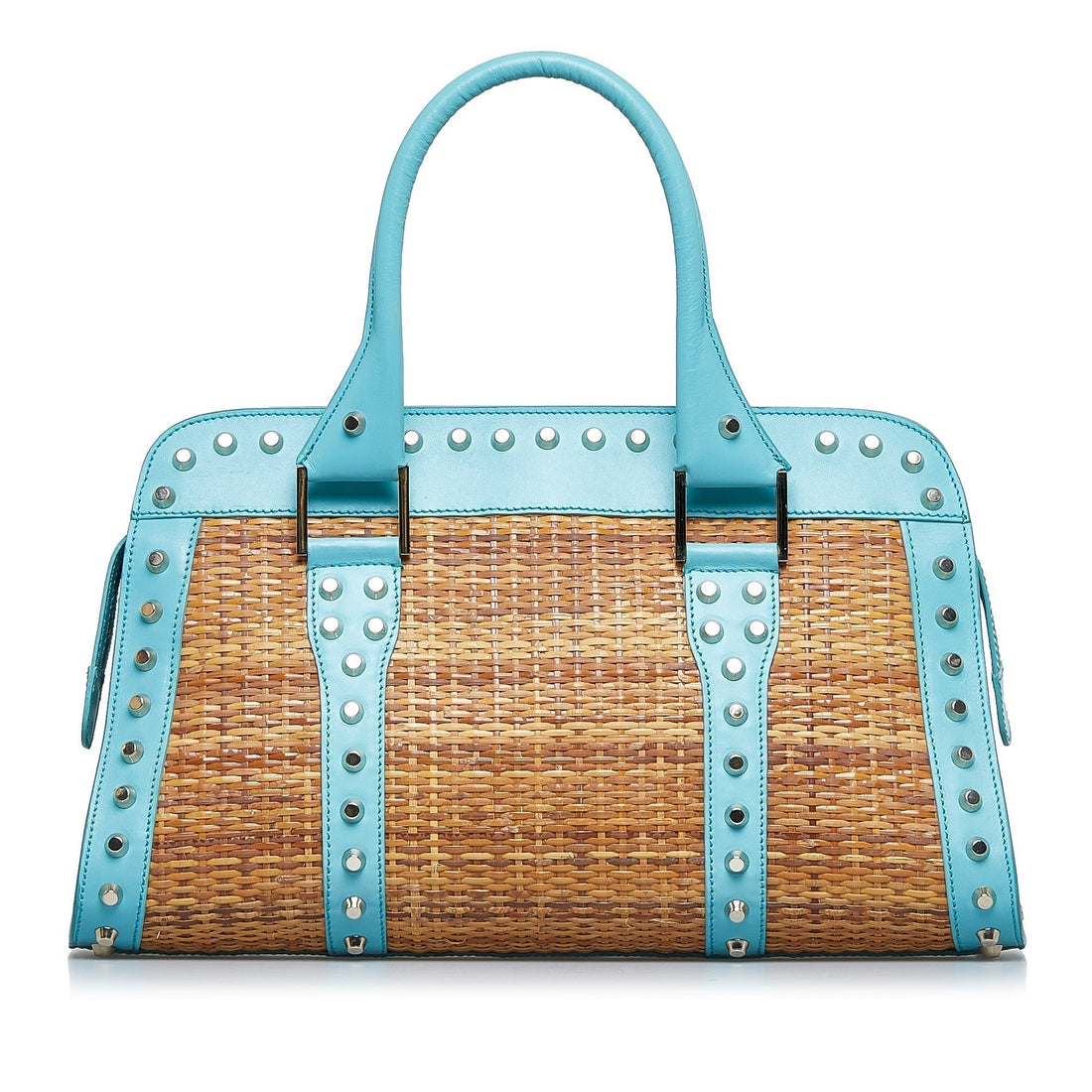 FENDI Studded Wicker Tote Brown