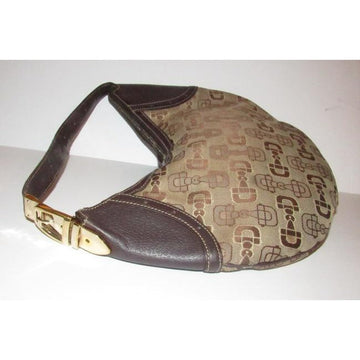 Gucci Snow Glam With Bold Gold Buckle Accent Brown Horsebit Print Canvas And Leather Bag