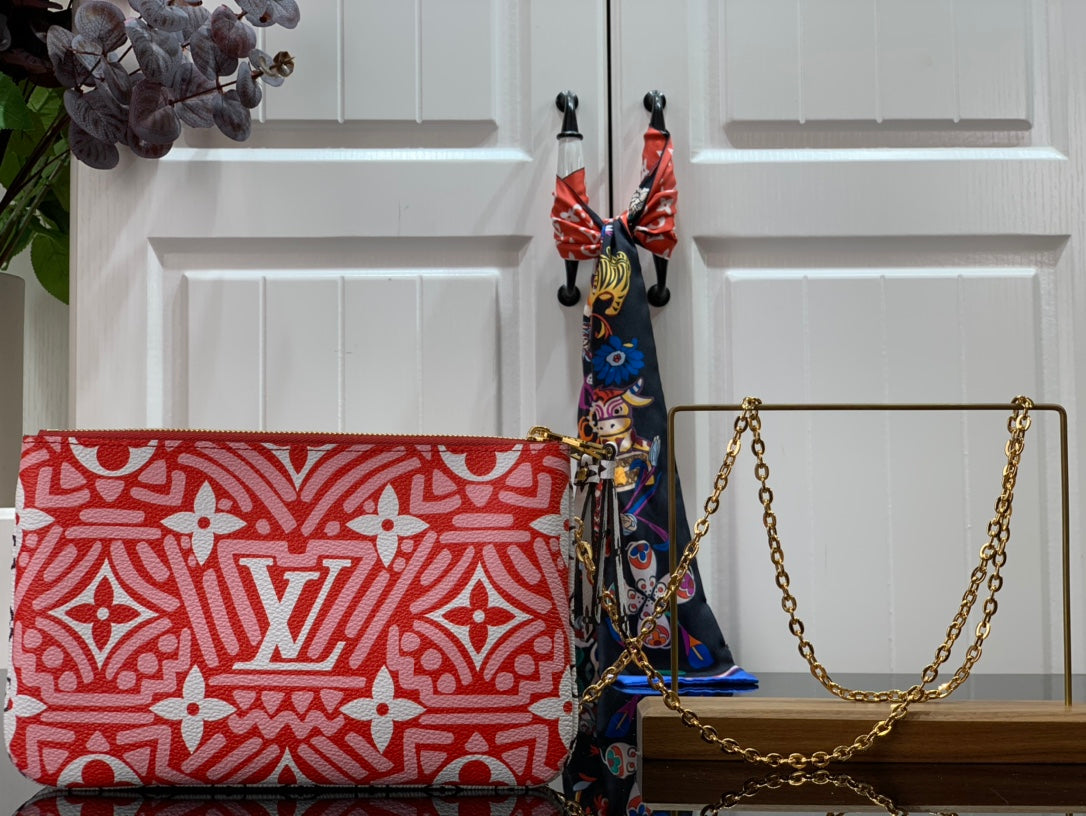 LV LV Crafty Double Zip Pochette Monogram Canvas Red/White For Womtlm,  Shoulder And Crossbody Bags 7.9in/20cm LV