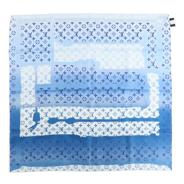 Louis Vuitton Monogram Confidential Silk 100% Scarf Blue M76347