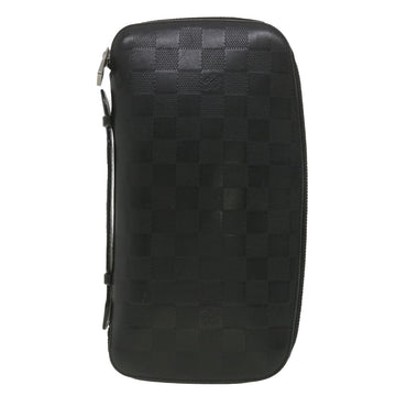 LOUIS VUITTON Damier Infini Atoll Travel Case Black N41380 LV Auth 38142