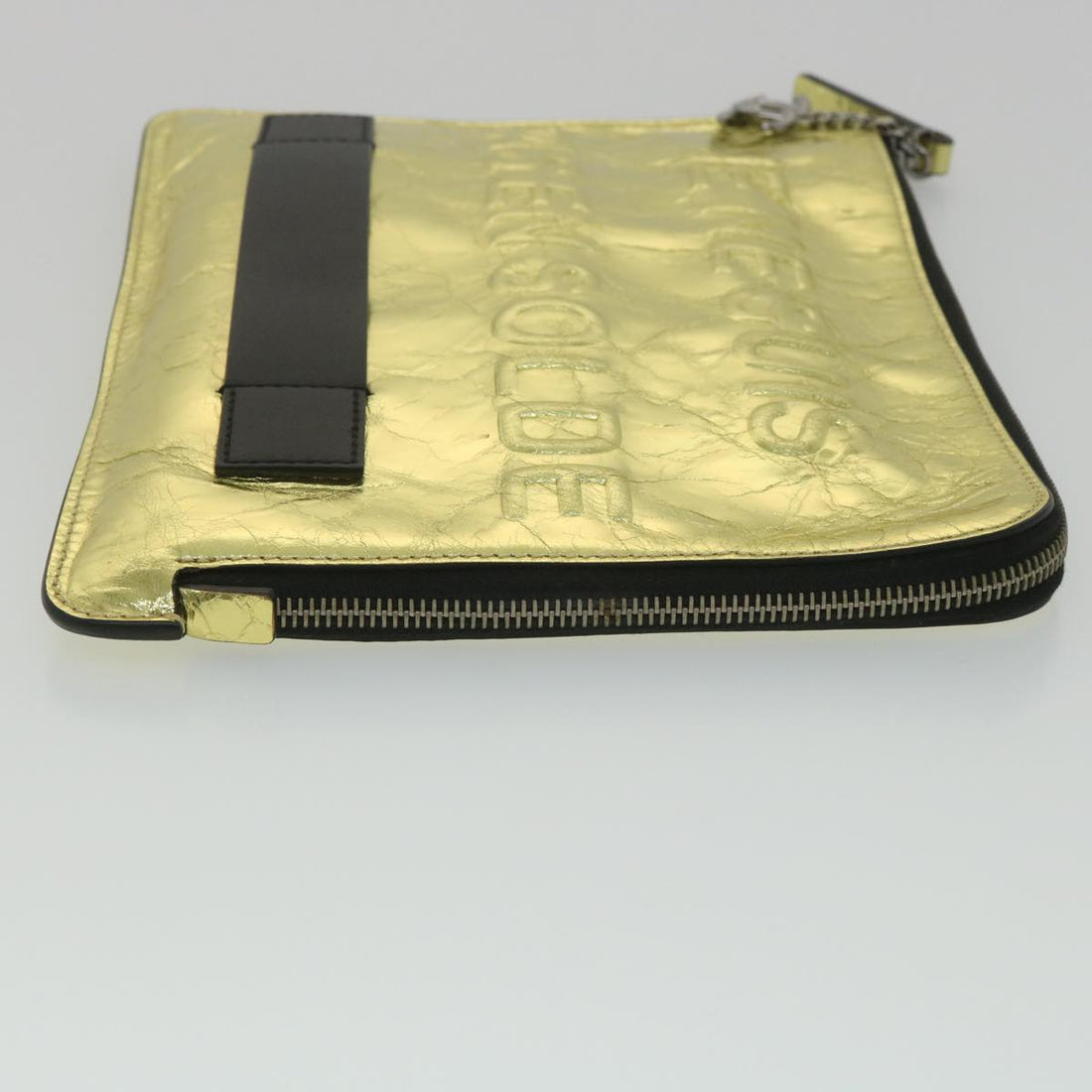 Chanel Clutch Bag Metallic Leather Gold A82164 CC  38172