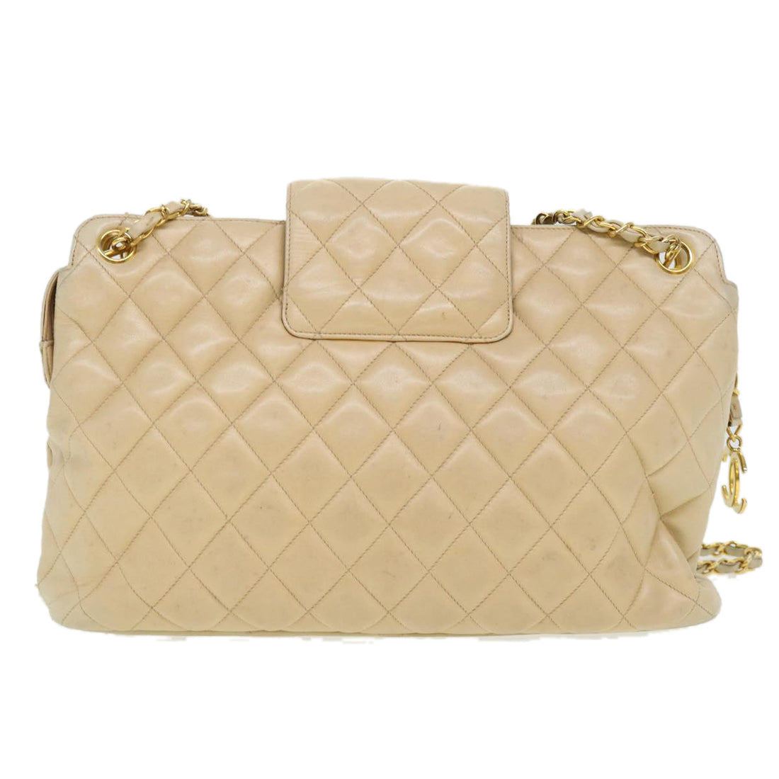 Chanel Chain Shoulder Bag Lamb Skin Beige CC  38451