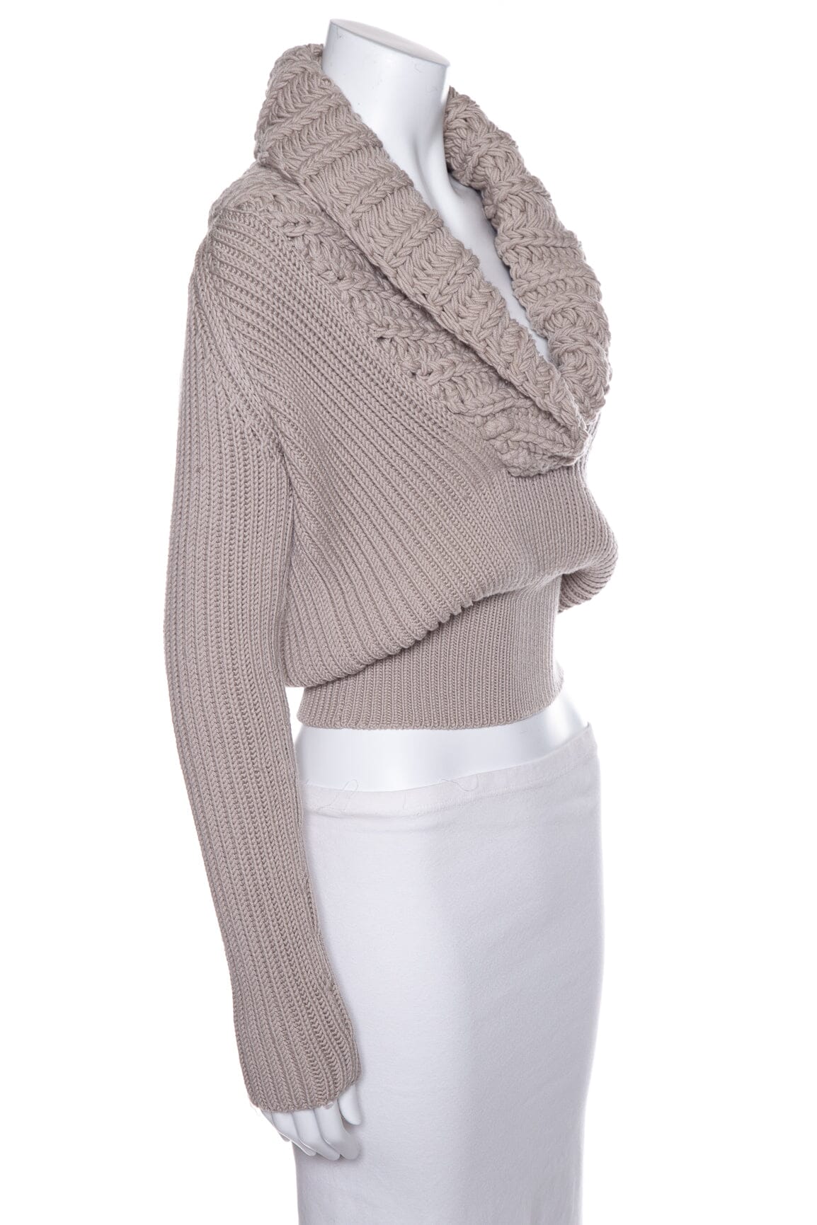 Gucci Grey Thick Collar Fitted Sweater SZ S