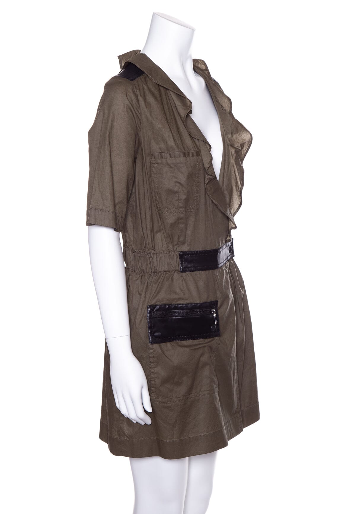 Balenciaga Green Short Sleeve Nylon Dress SZ 40 NWT