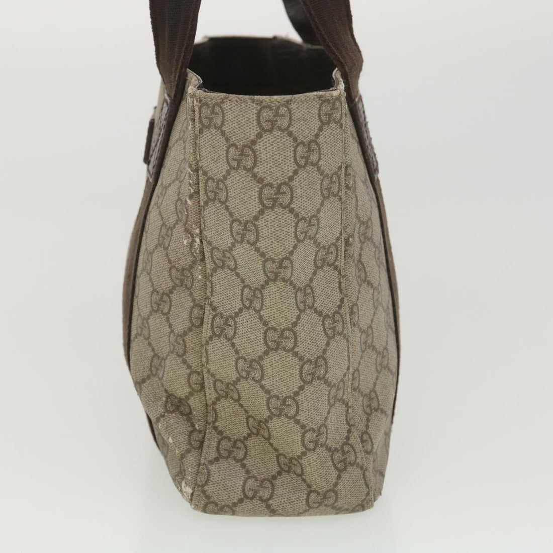 GUCCI GG Canvas Hand Bag PVC Leather Beige 141976  38817