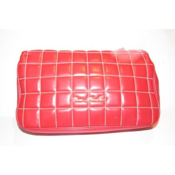 Moschino Red Quilted Leather Shoulder Bag w Envelope Top & Chain Strap