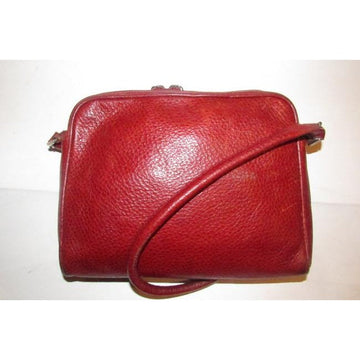 Furla Purses Dark Red Pebbled Leather And Chrome Hardware Shoulder Bag