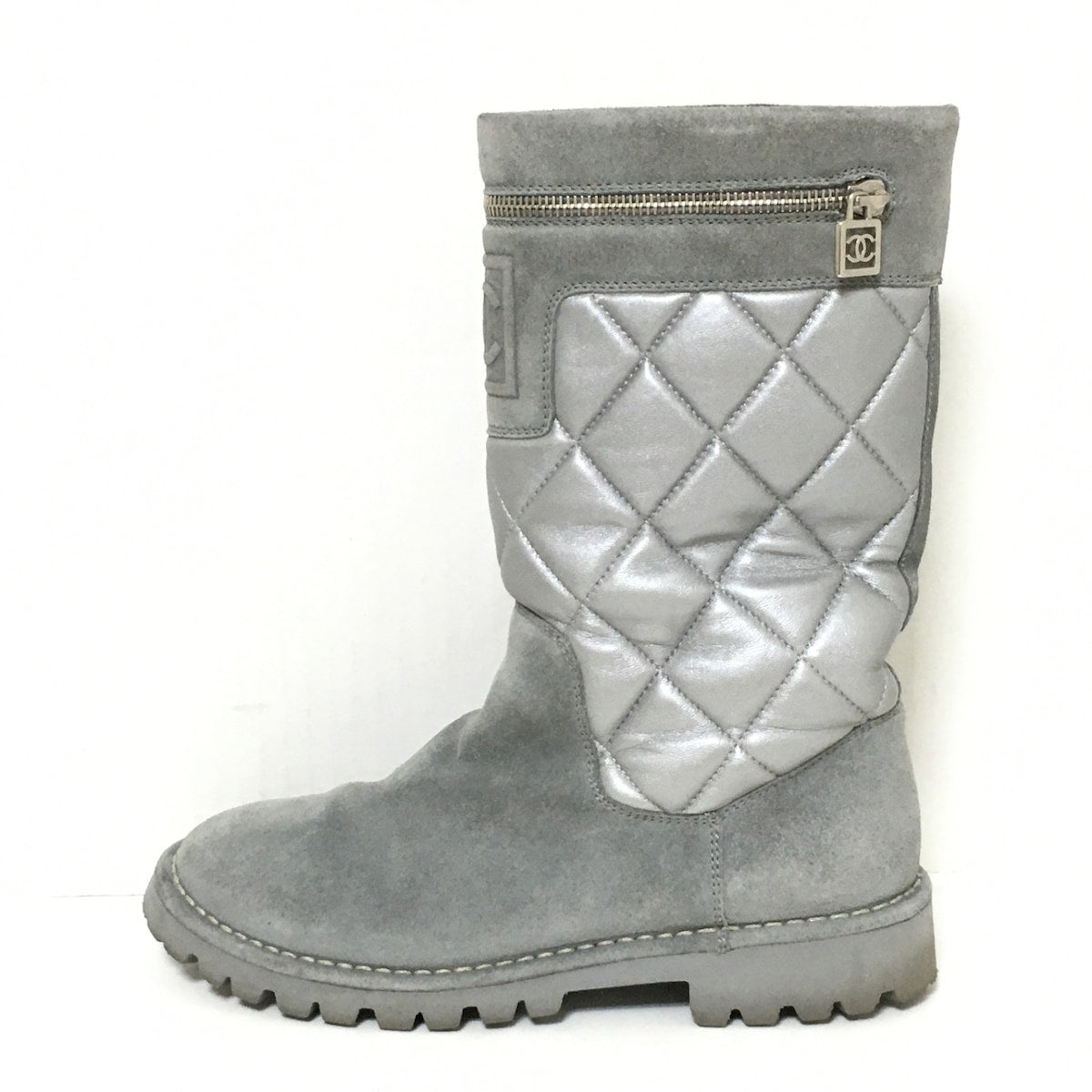 Chanel Grey Boots, 37.5