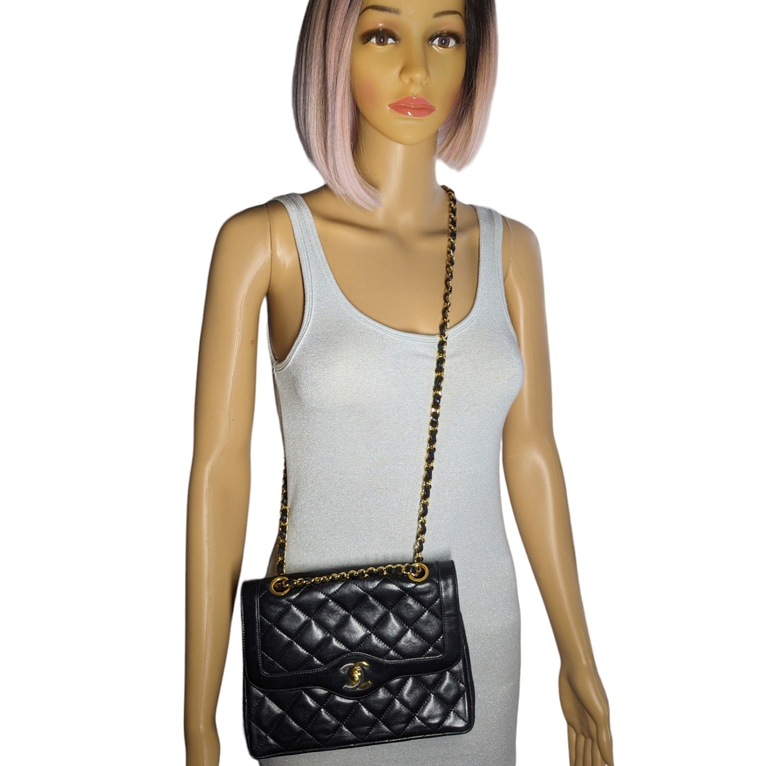 Chanel Bag Vintage Black Coco Paris Double Flap Bag