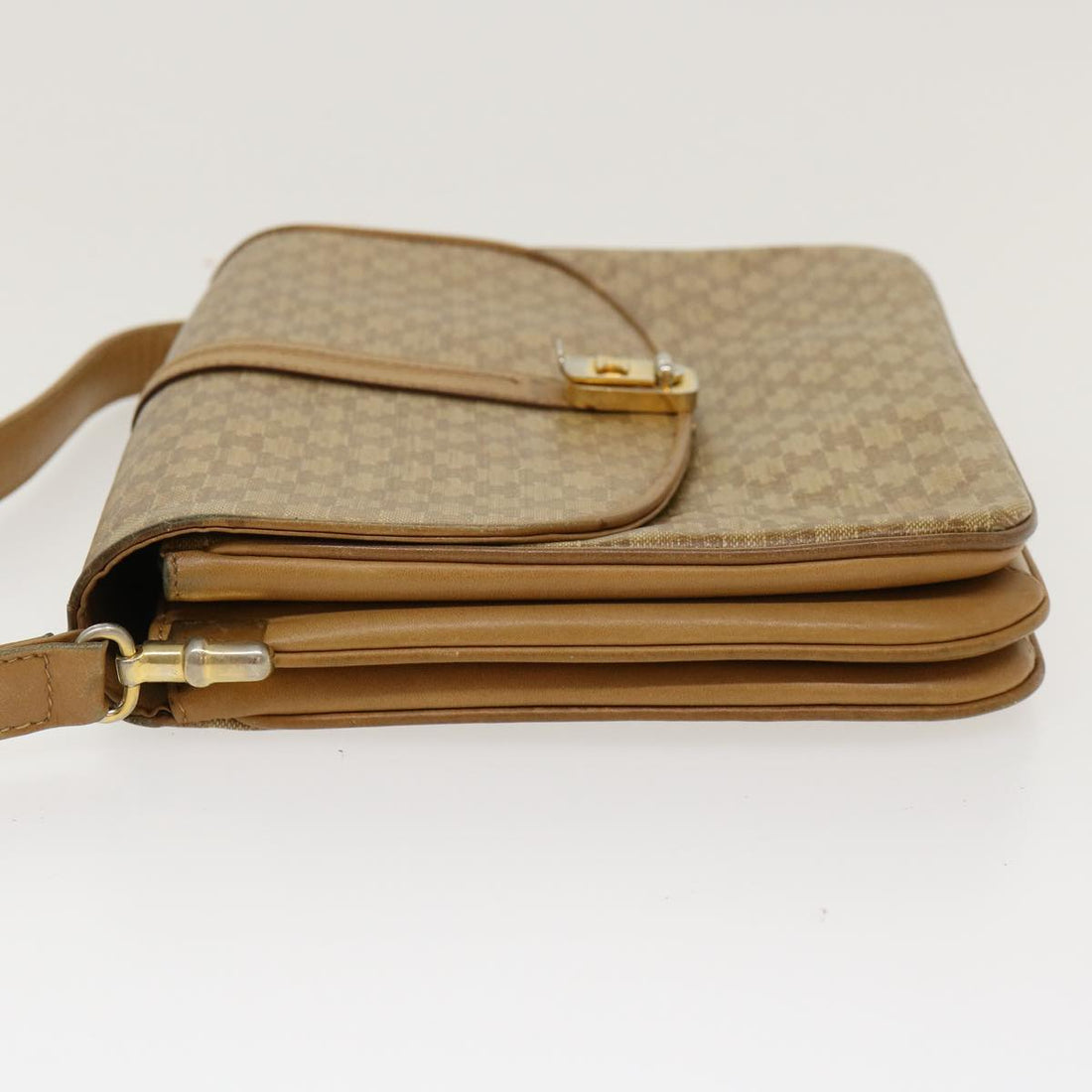 Celine Macadam Canvas Shoulder Bag PVC Leather Beige  39942