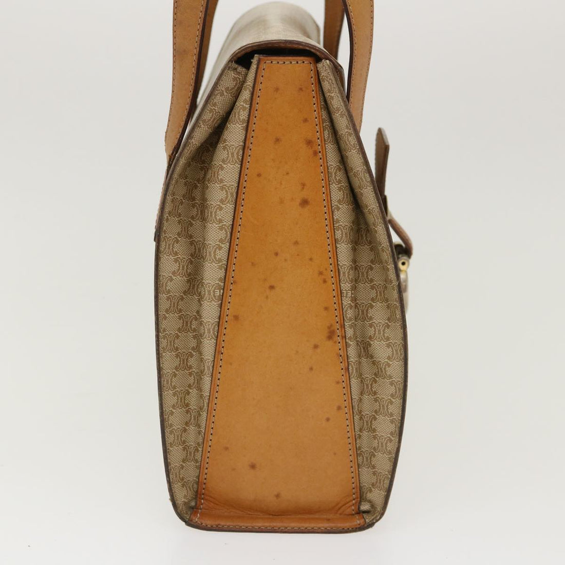 Celine Macadam Canvas Shoulder Bag PVC Leather Brown Beige  39943