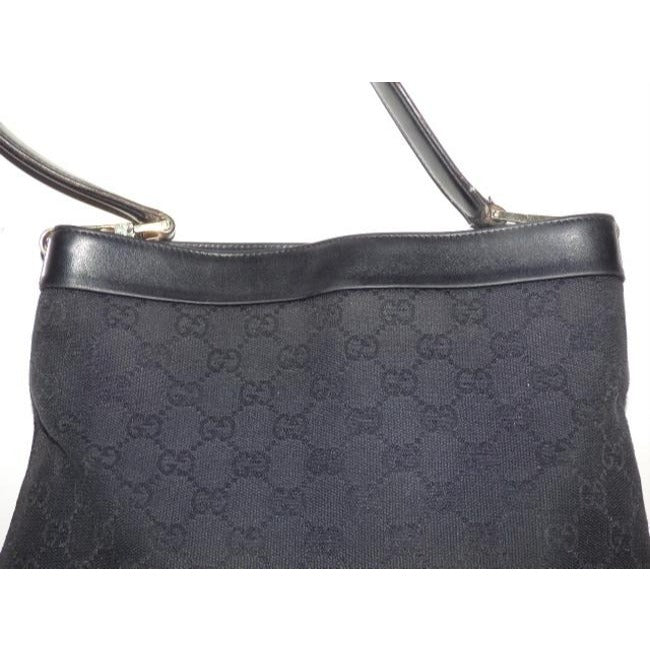 Gucci Gg Supreme Shoulder Guccissima Top Handle Black G Logo Print Leather Canvas Hobo