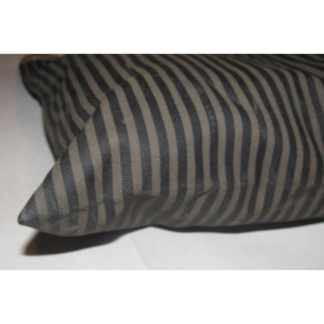 Fendi Vintage Porthole Totepursesdesigner Purses Brown And Black Thin Striped Coated Canvas And Came