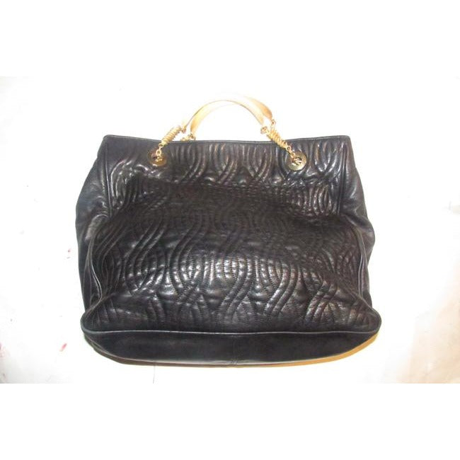 Fendi Pasta Tote Style Purses Supple Black Quilted Leather With Curvy Pasta Or Noodle Like Design An