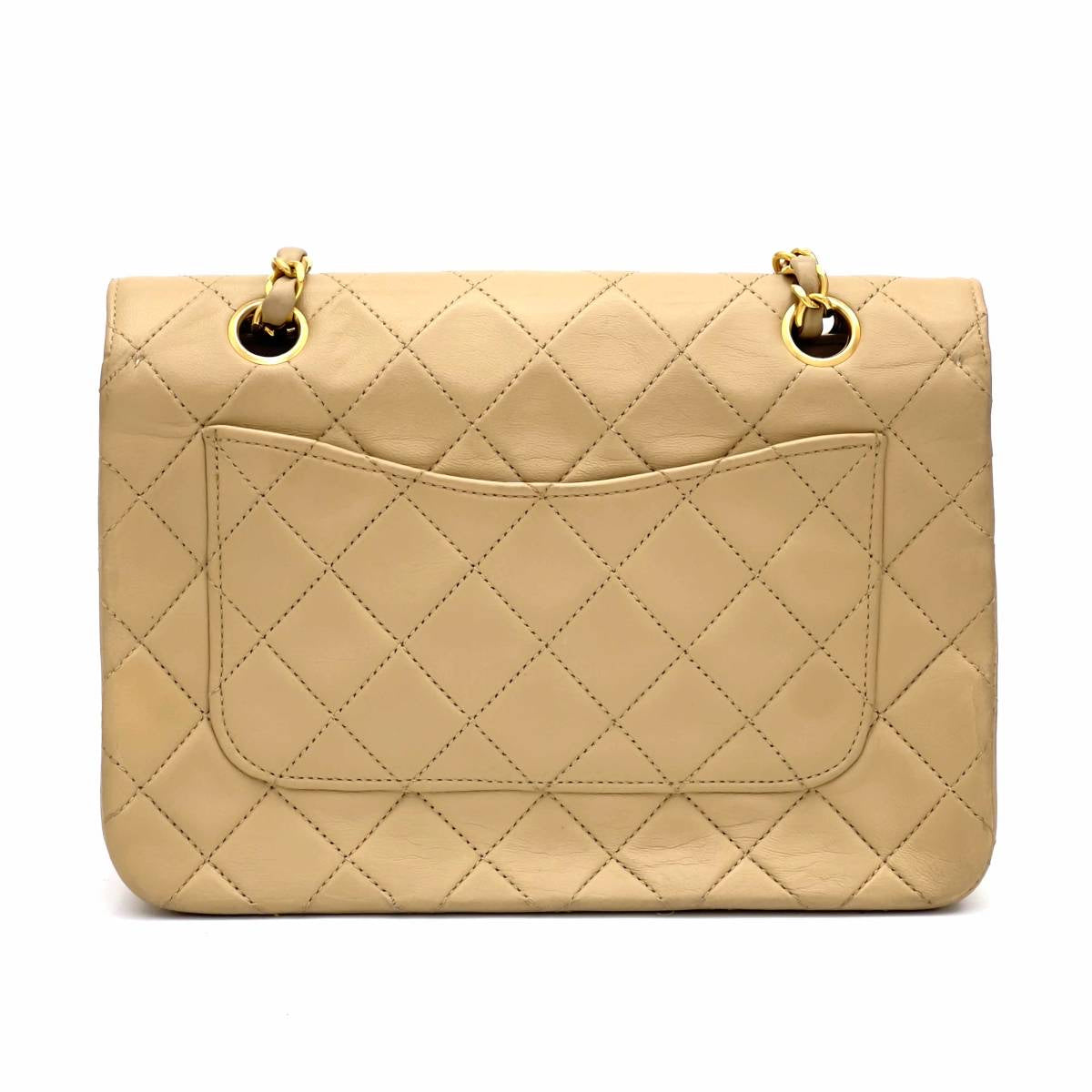 Vintage Chanel Shoulder Bag Lambskin Beige