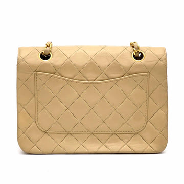 Vintage Chanel Shoulder Bag Lambskin Beige