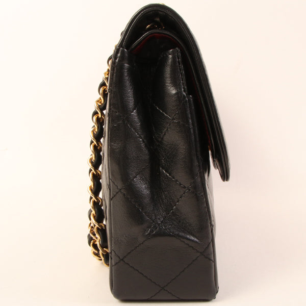 CHANEL Around 1992 Made Paris Limited Design Flap Chain Bag Black