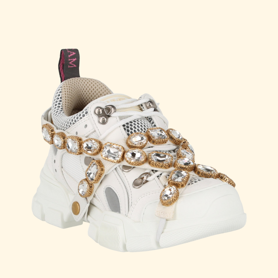 Gucci Flashtrek Chunky Leather Sneakers, White,