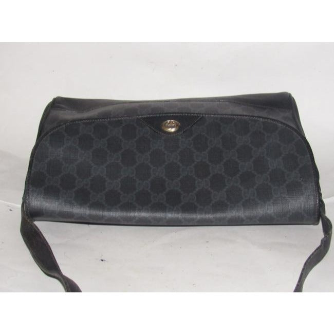 Gucci Guccissima Envelope Grey On Black G Logo Print Leather