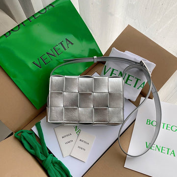 BV Cassette Crossbody Bag Silver, For Womtlm, Bags 9.1in/23cm 