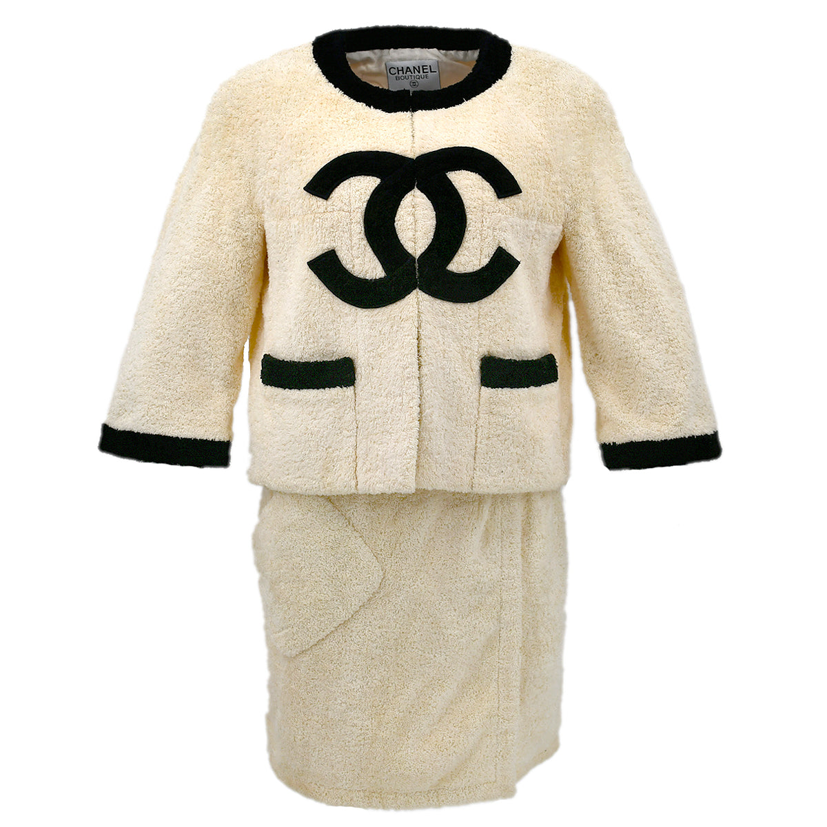 Chanel Setup Jacket Skirt Ivory 28 #40
