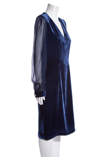 Sanchin & Babi Velvet Navy Dress SZ 8 NWT