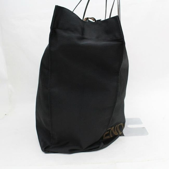 Fendi Bag Xl And Wallet Set Black Canvas With In Brown Around Bottom Leather Tote