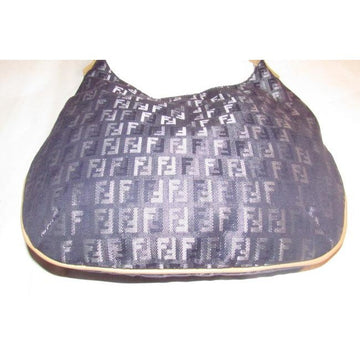 Fendi Style Shoulder Purse Zucchino Or Small F Logo Print Canvas In Shades Of Blues And Grey And Cam