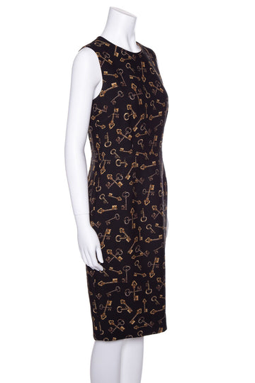 Dolce & Gabbana Black and Gold Key Print Dress SZ 44